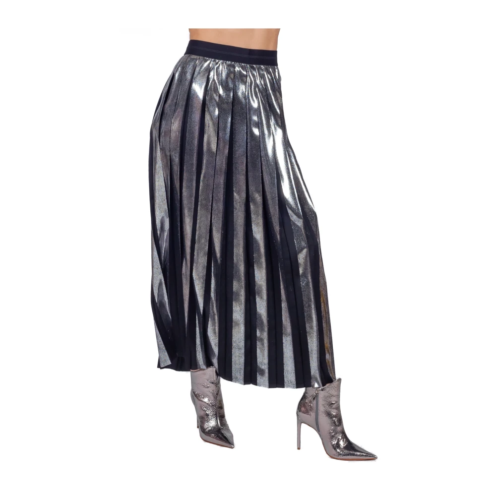 Msgm Metallic Geplooide Rok in Zilver Gray Dames