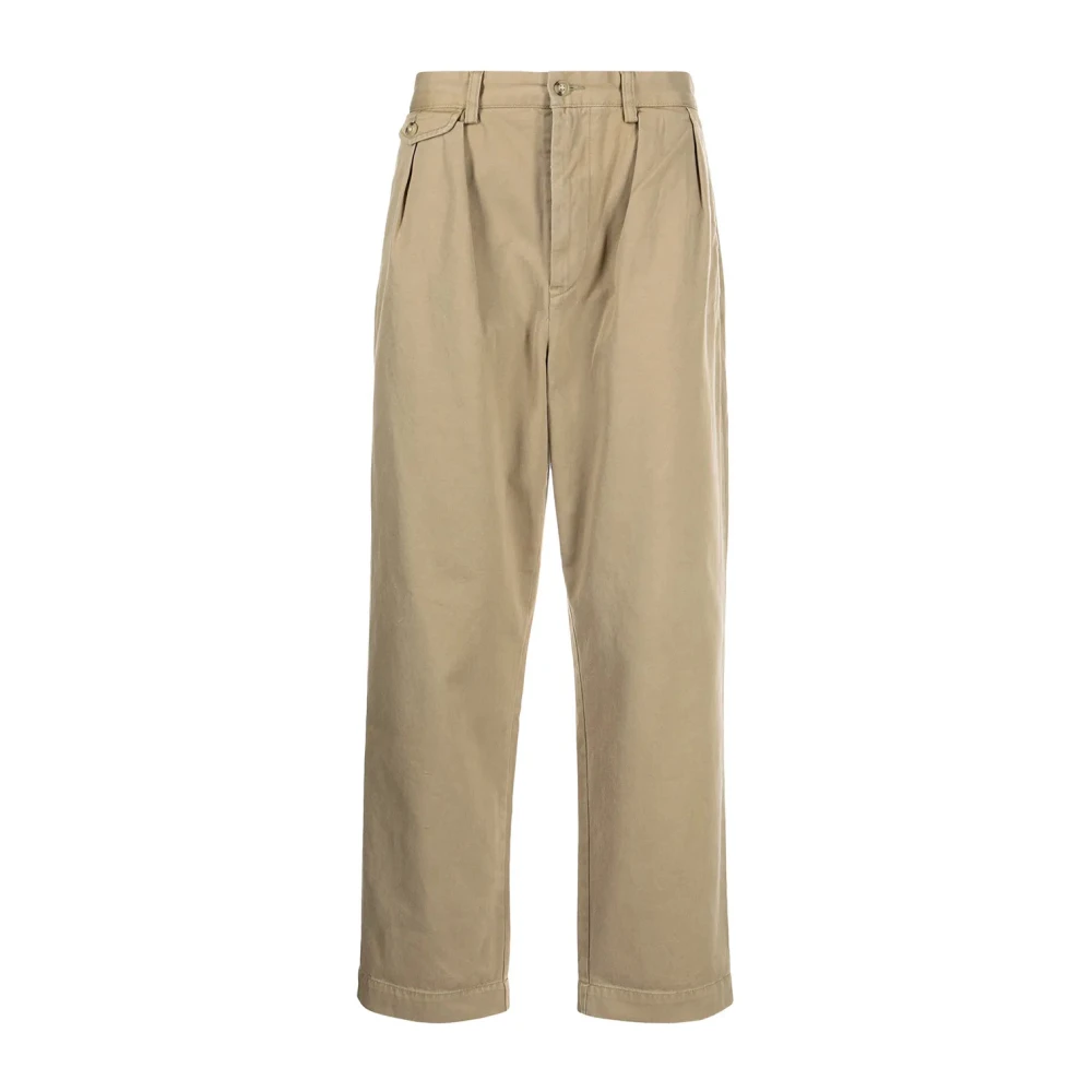 Polo Ralph Lauren Uomo Beige Pantaloni Khaki Piegati Twill