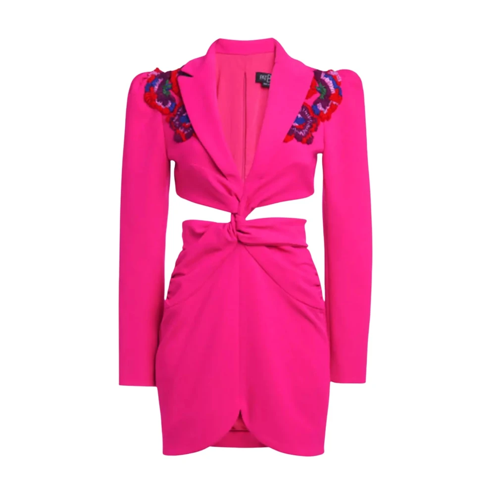 Patbo Roze Geborduurde Mini Jurk Blazer Stijl Pink Dames