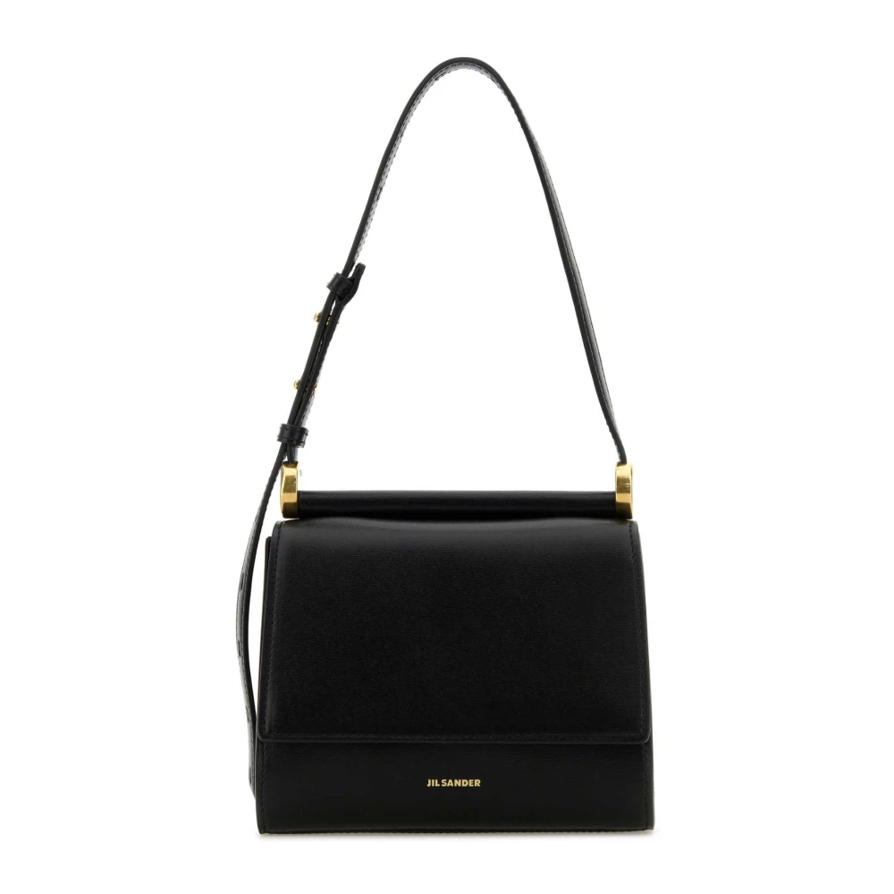 Jil Sander Mini Ghost Schoudertas in Zwart Leer Black Dames