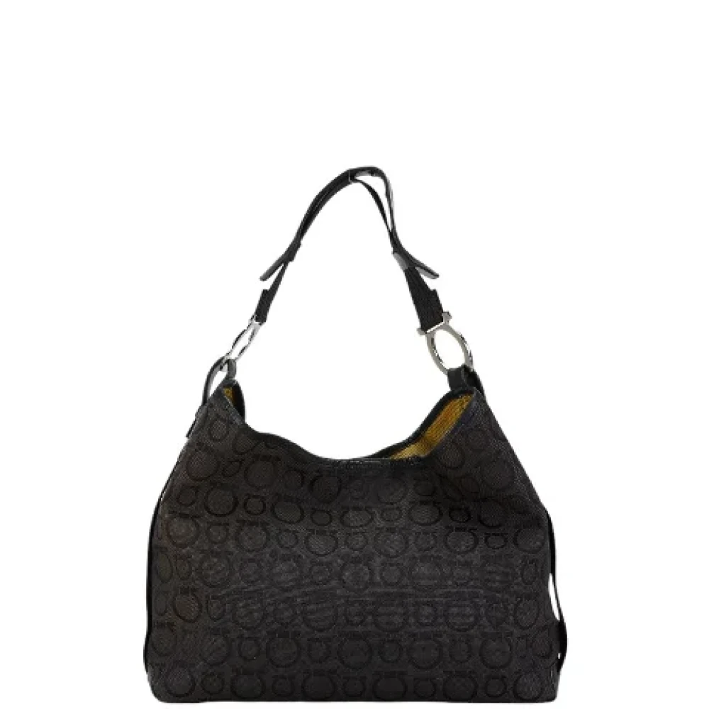 Salvatore Ferragamo Pre-owned Canvas shoulder-bags Black Dames