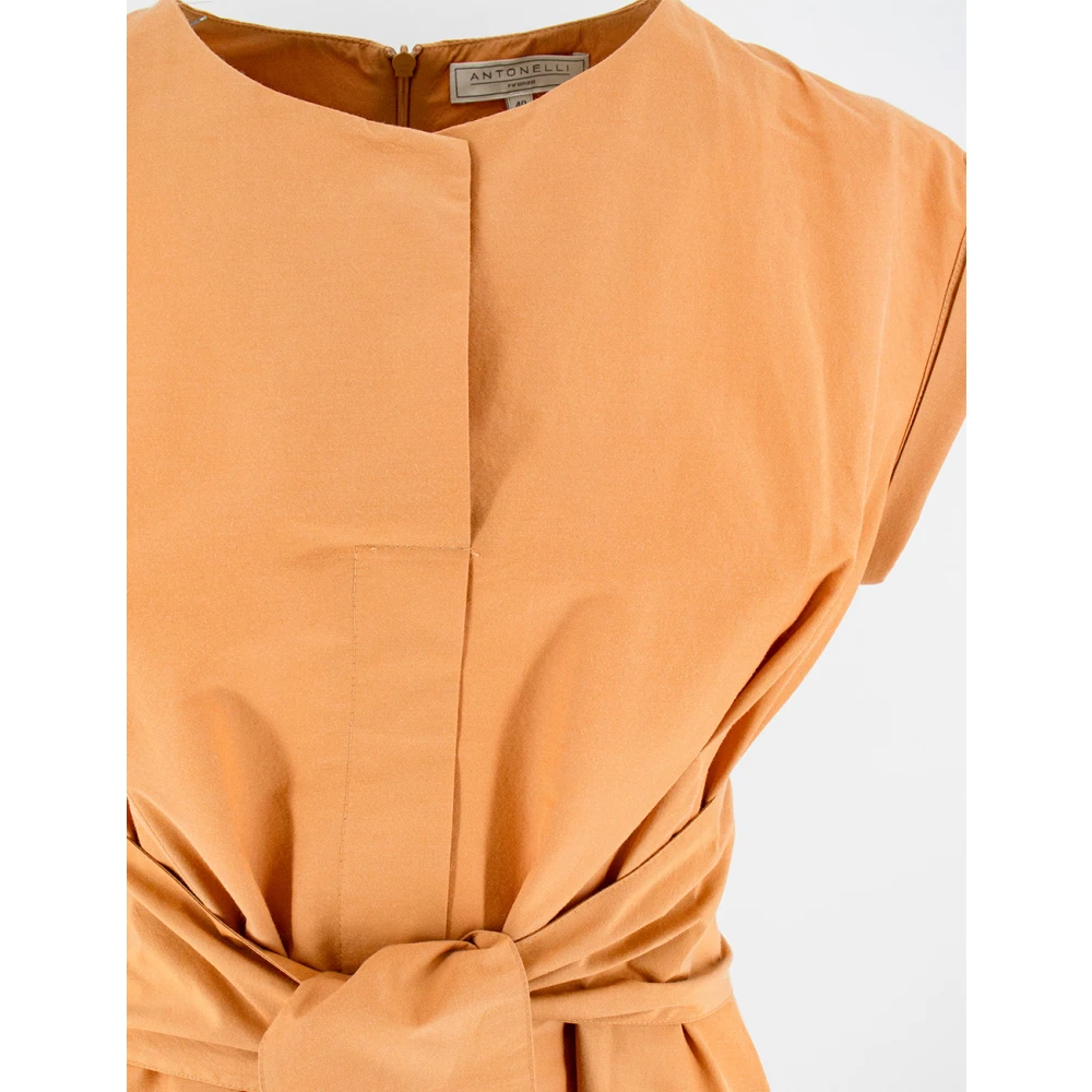 Antonelli Firenze Mouwloze katoenen jurk met ceintuur Orange Dames