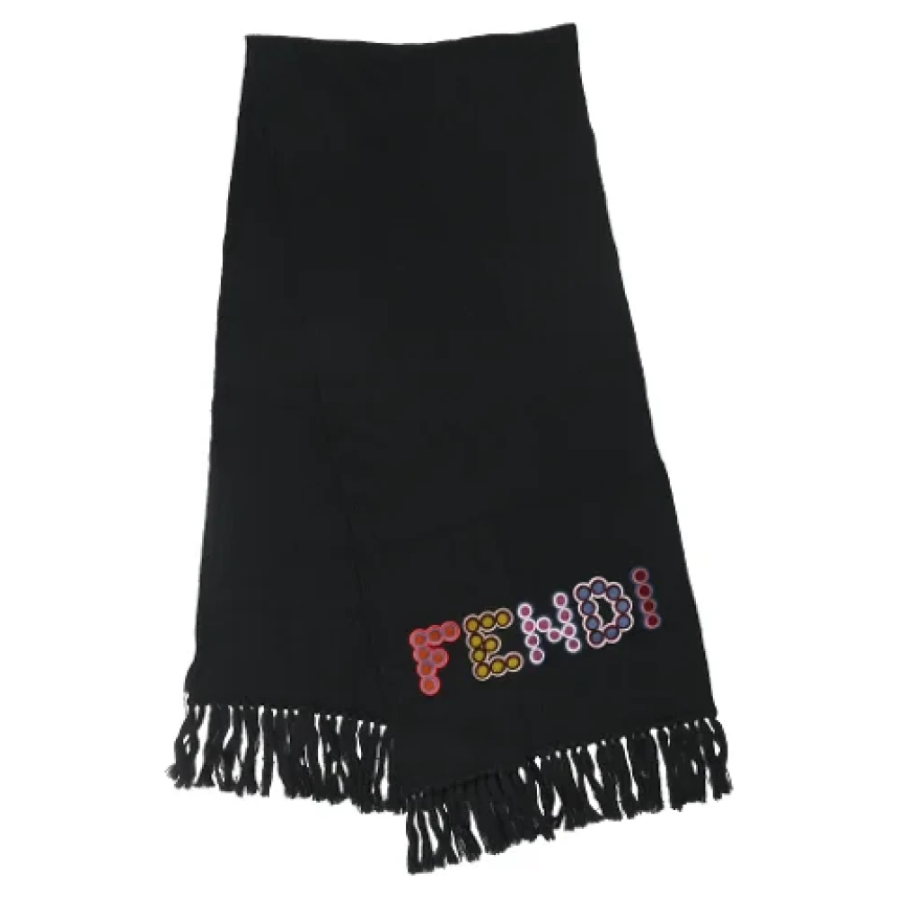 Fendi Vintage Pre-owned Wool scarves Black Dames