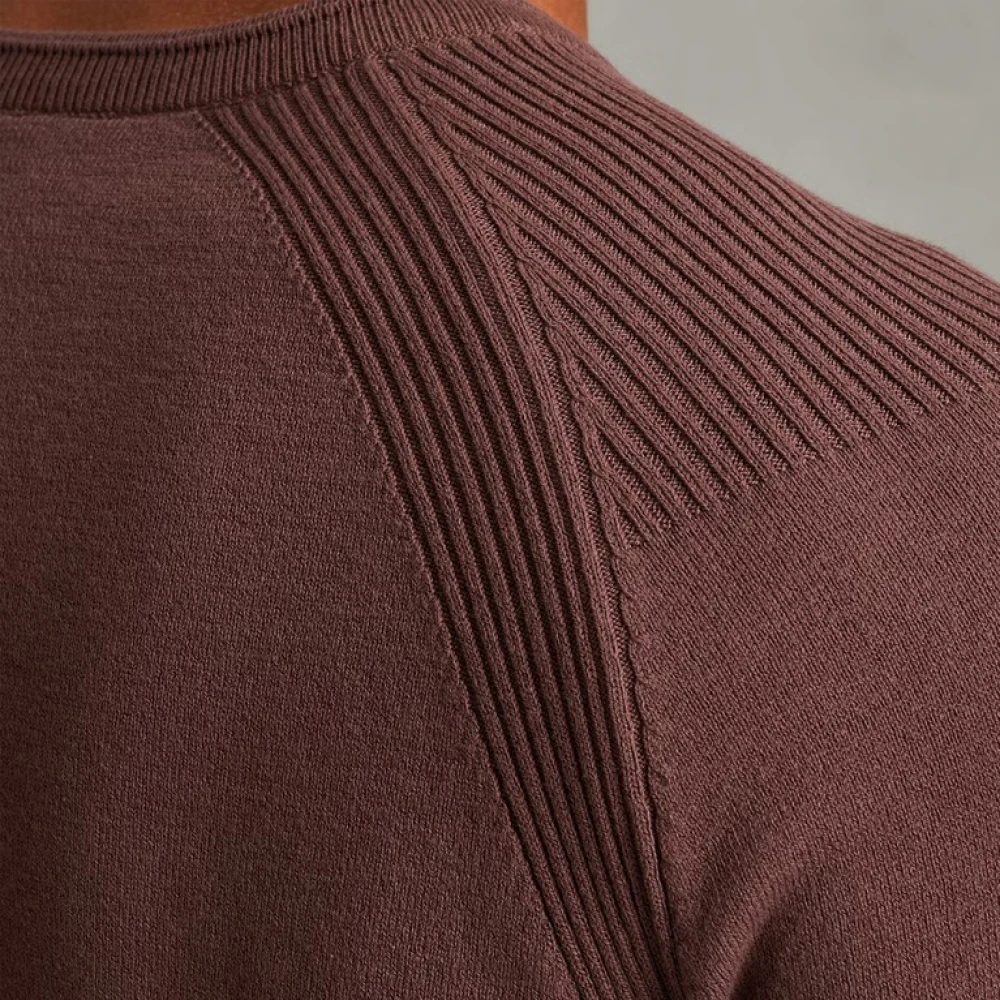 Cast Iron Katoen Stretch Crewneck Sweater Brown Heren