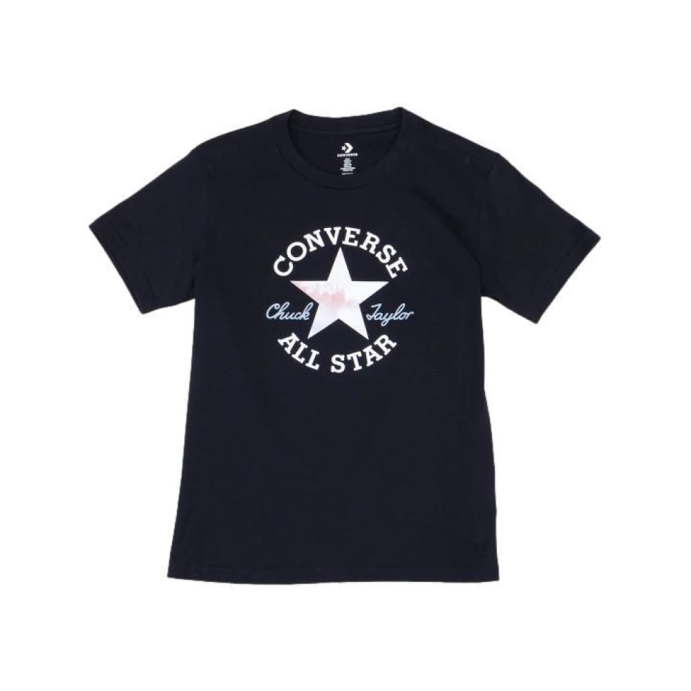 Converse Zwart Logo Print T-shirt Black Dames