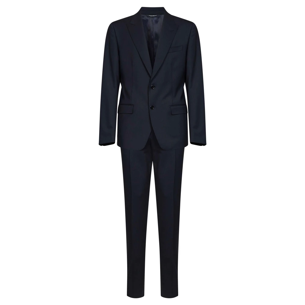 Dolce & Gabbana , Single Breasted Suits, Male, Blue, Xl, Single-Breasted Martini Light Wool Gabardine Suit
