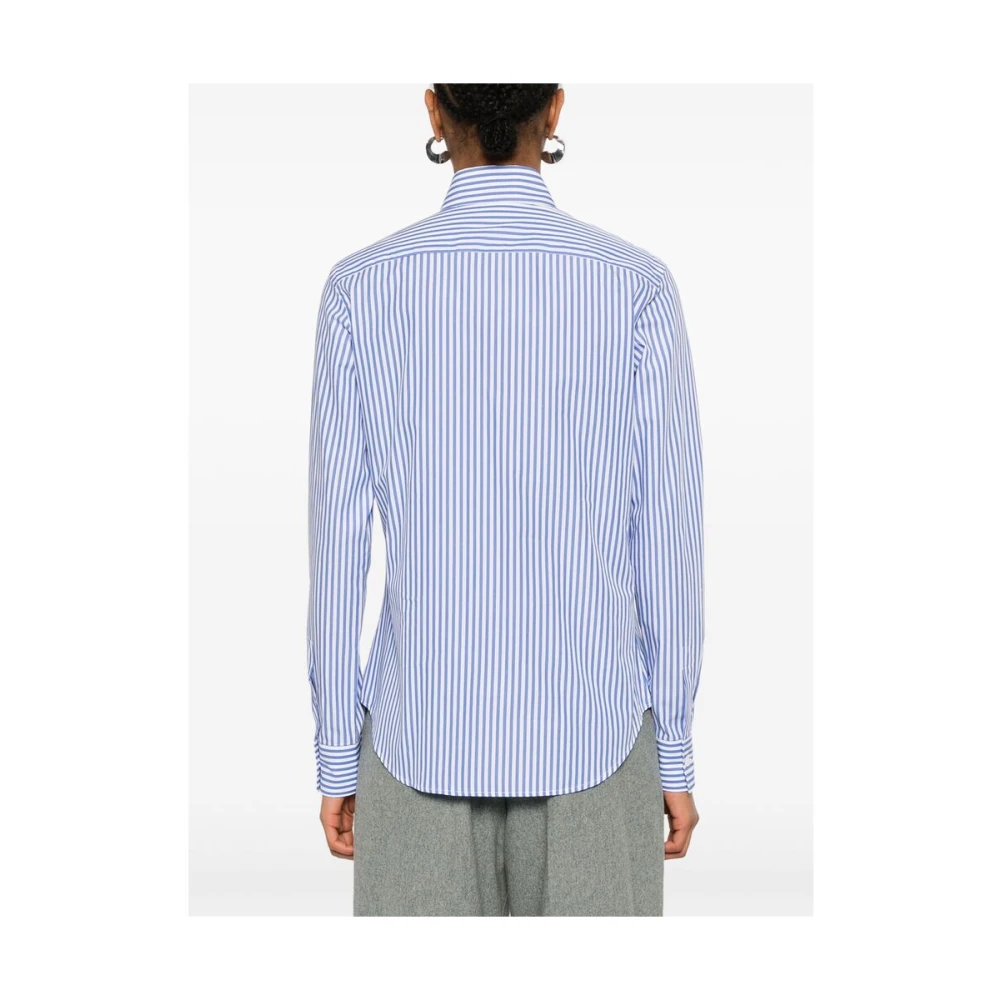 Mazzarelli Blauw Gestreept Katoenen Overhemd Blue Dames