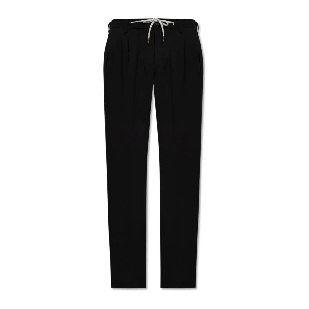 Eleventy Wollen broek met toelopende pijpen Black Heren