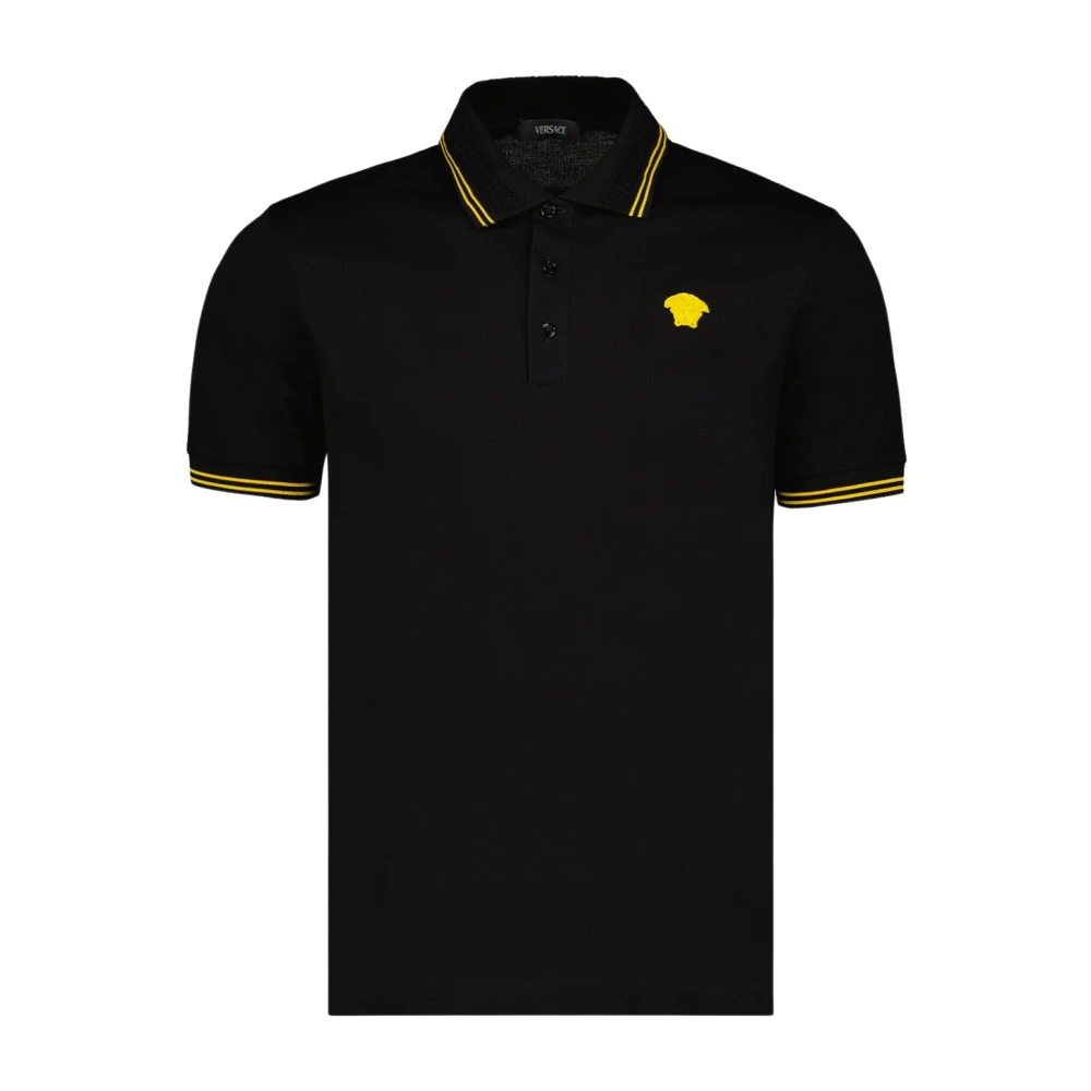 Versace Klassiek Poloshirt met Geborduurd Medusa Logo Black Heren