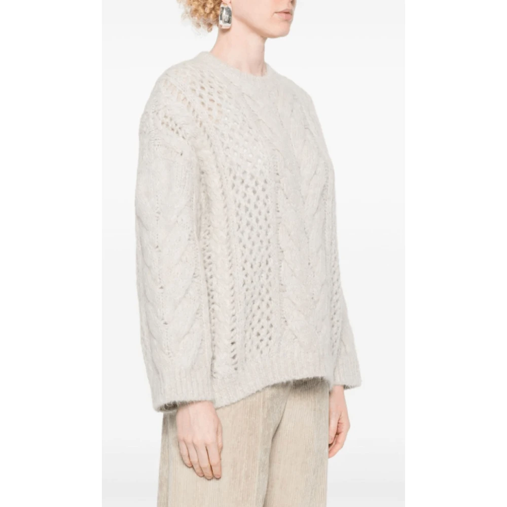 BRUNELLO CUCINELLI Alpaca Chunky Gebreide Trui Gray Dames