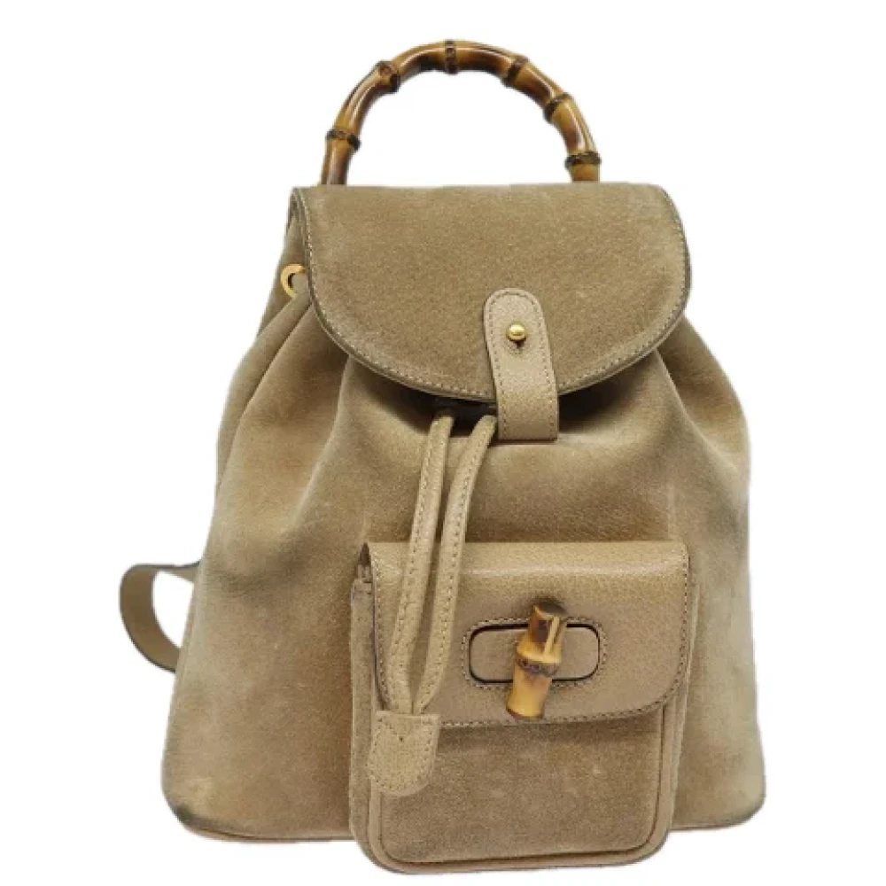 Gucci Vintage Pre-owned Suede backpacks Beige Dames