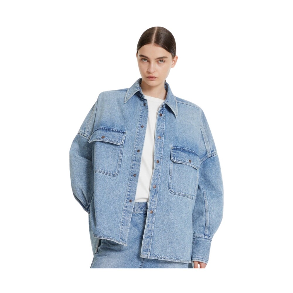 Light blue oversized denim jacket fashion