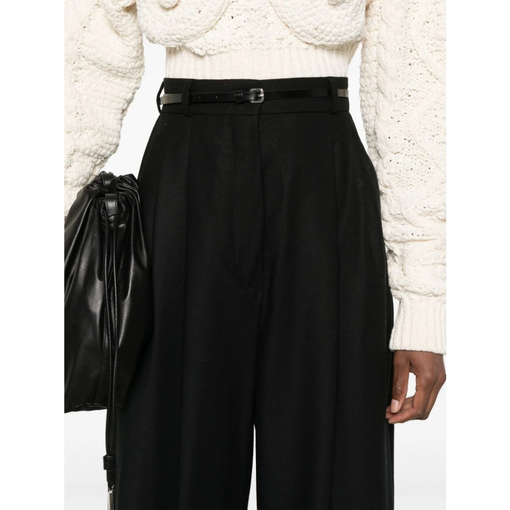 SPORTMAX Zwarte Wollen Stretch Oversize Broek Black Dames