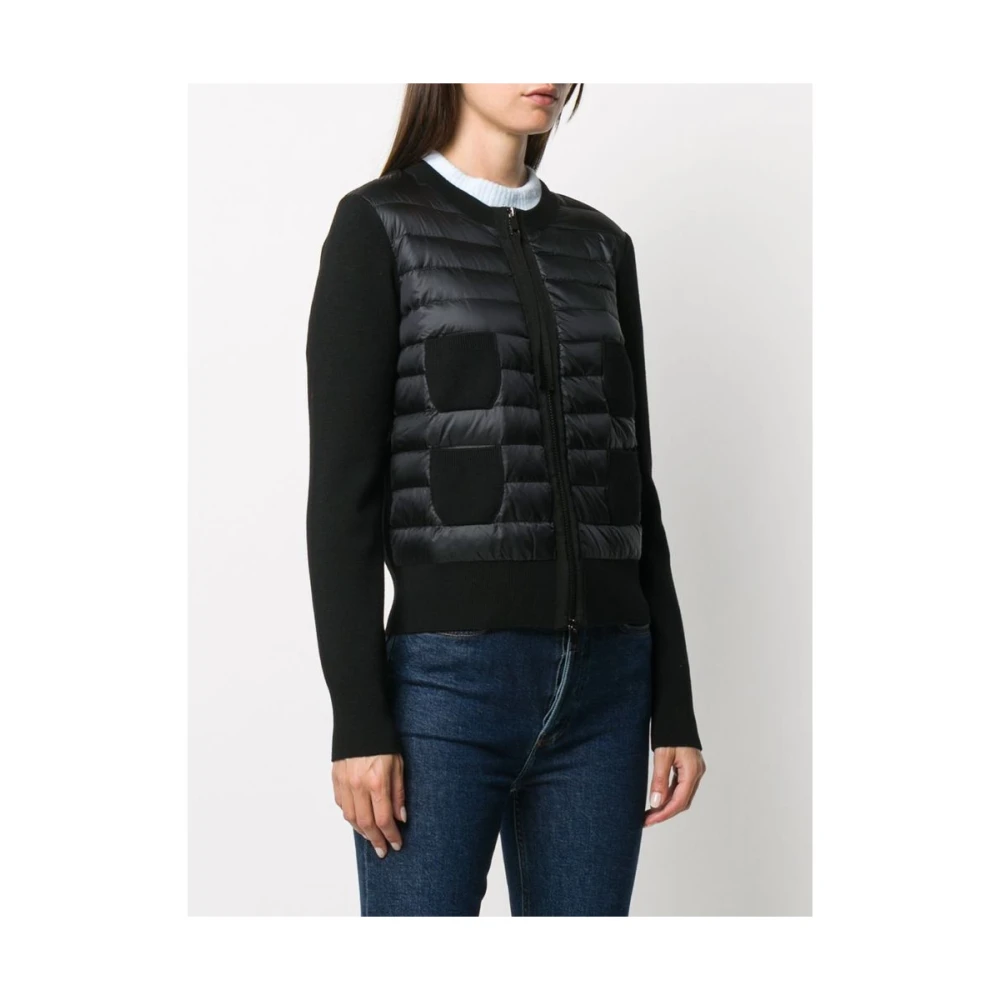 Moncler Zwarte Gewatteerde Vest met Logopatch Black Dames