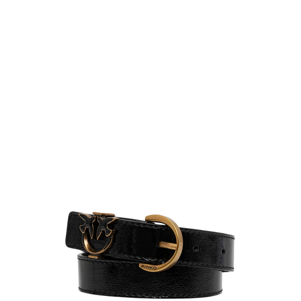 Pinko Unisex Black Tamboril H2.5 Belt - Belts - M - Accessories