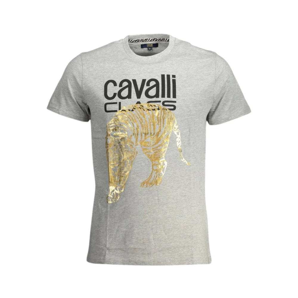 Cavalli Class Mens Large Gold Tiger Stencil Logo Grey T-Shirt Cotton - Size X-Large - Image 3