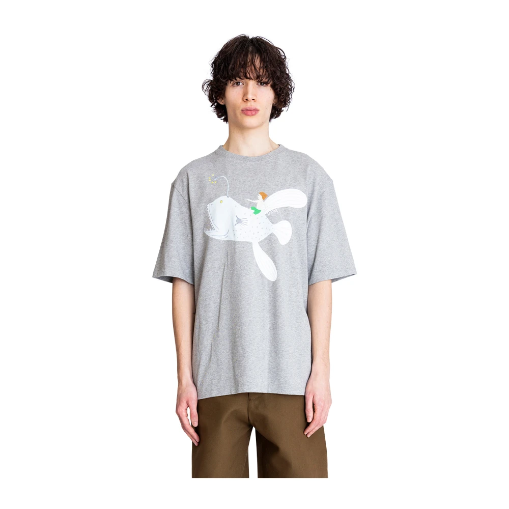 Loewe Casual Grijs Melange T-shirt Gray Heren