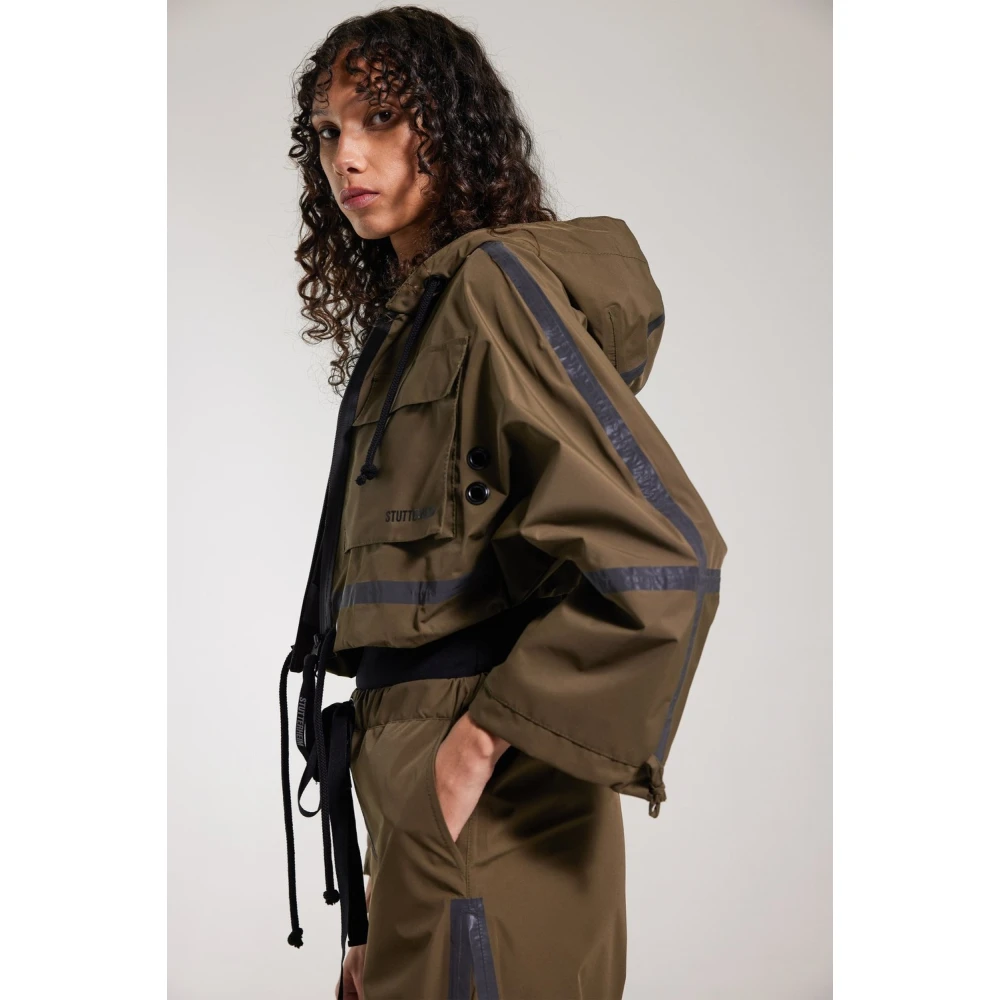 Stutterheim Stijlvolle Korte Regenjas met Reflecterende Naden Green Dames
