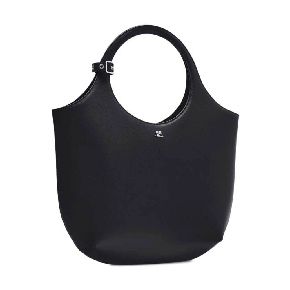 Courrèges Zwarte Leren Tote Tas Black Dames