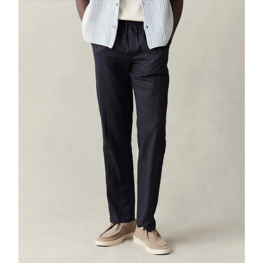 Les Deux Donkerblauwe Linnenbroek Hybride Stijl Blue Heren