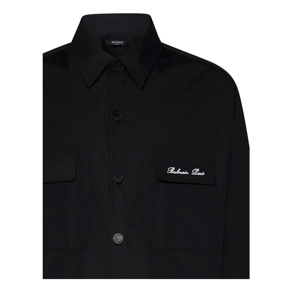 Balmain Zwarte Ss24 Herenshirts Black Heren