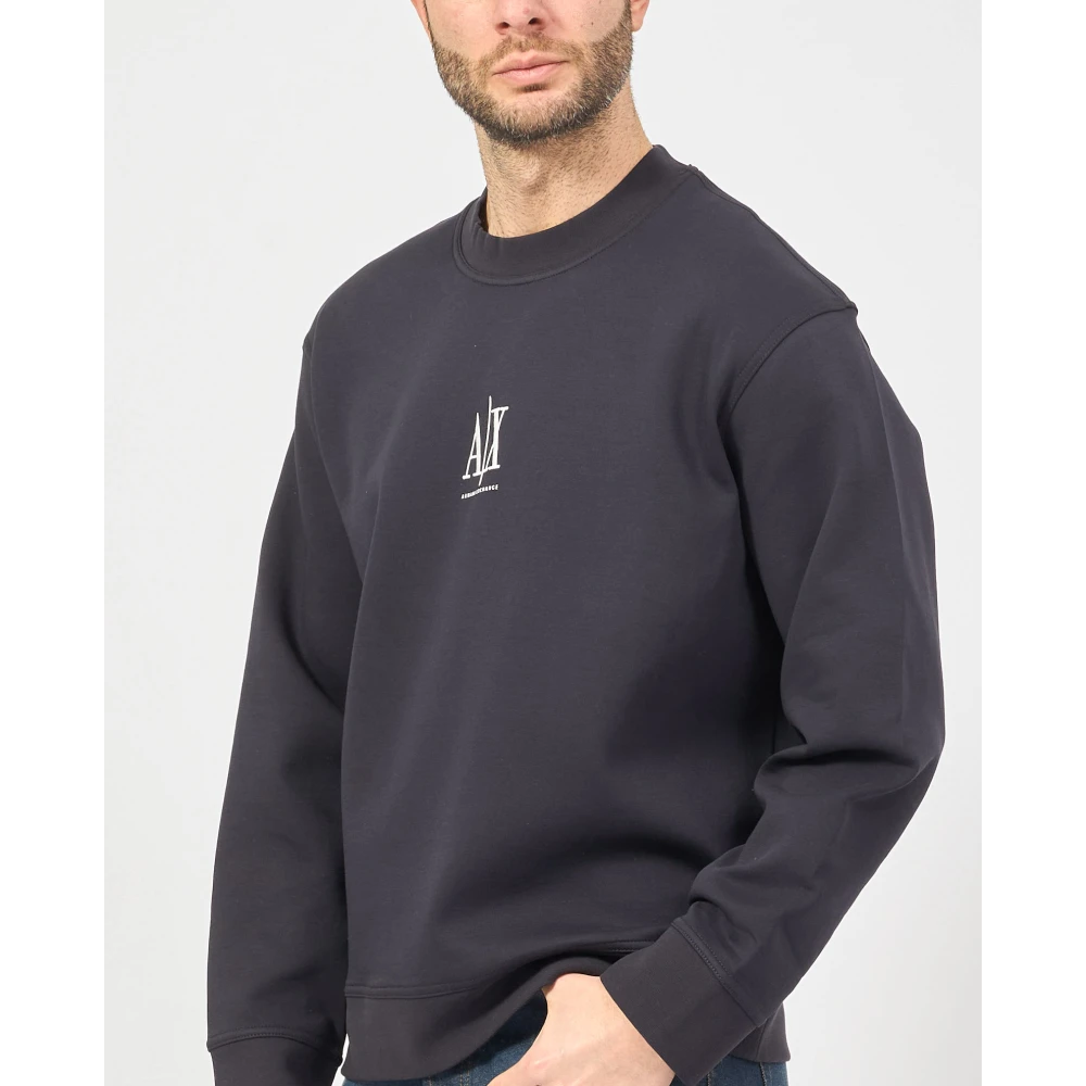 Armani Exchange Crewneck Sweater Blue Heren