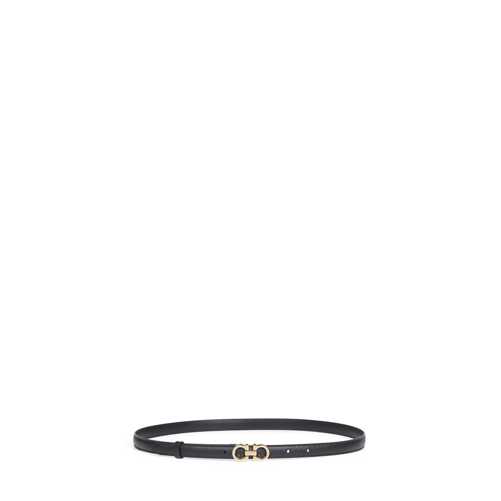 Ferragamo Women's Black Gancini Leather Belt - Belts - 90 Cm - Accessories