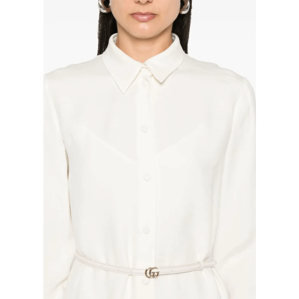 Gucci Witte Maxi Jurk met Riem White Dames