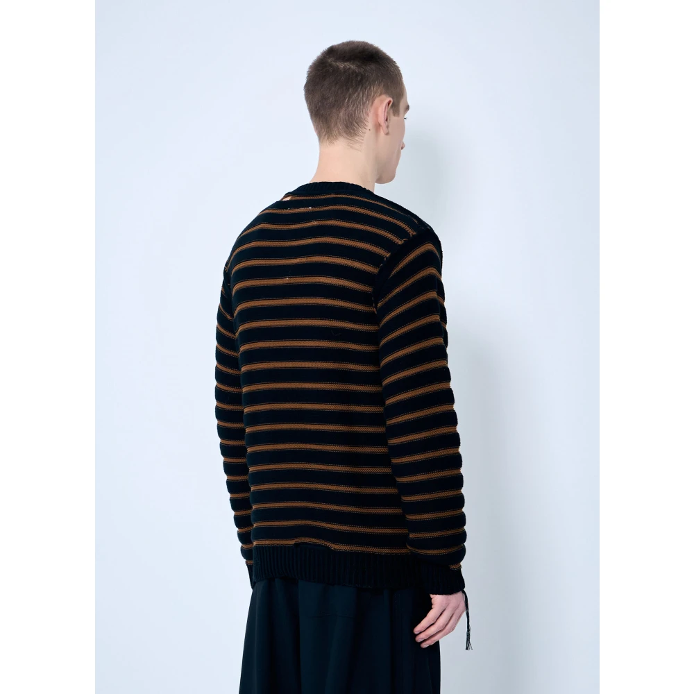 MM6 Maison Margiela Gestreepte trui met distressed effect Black Heren