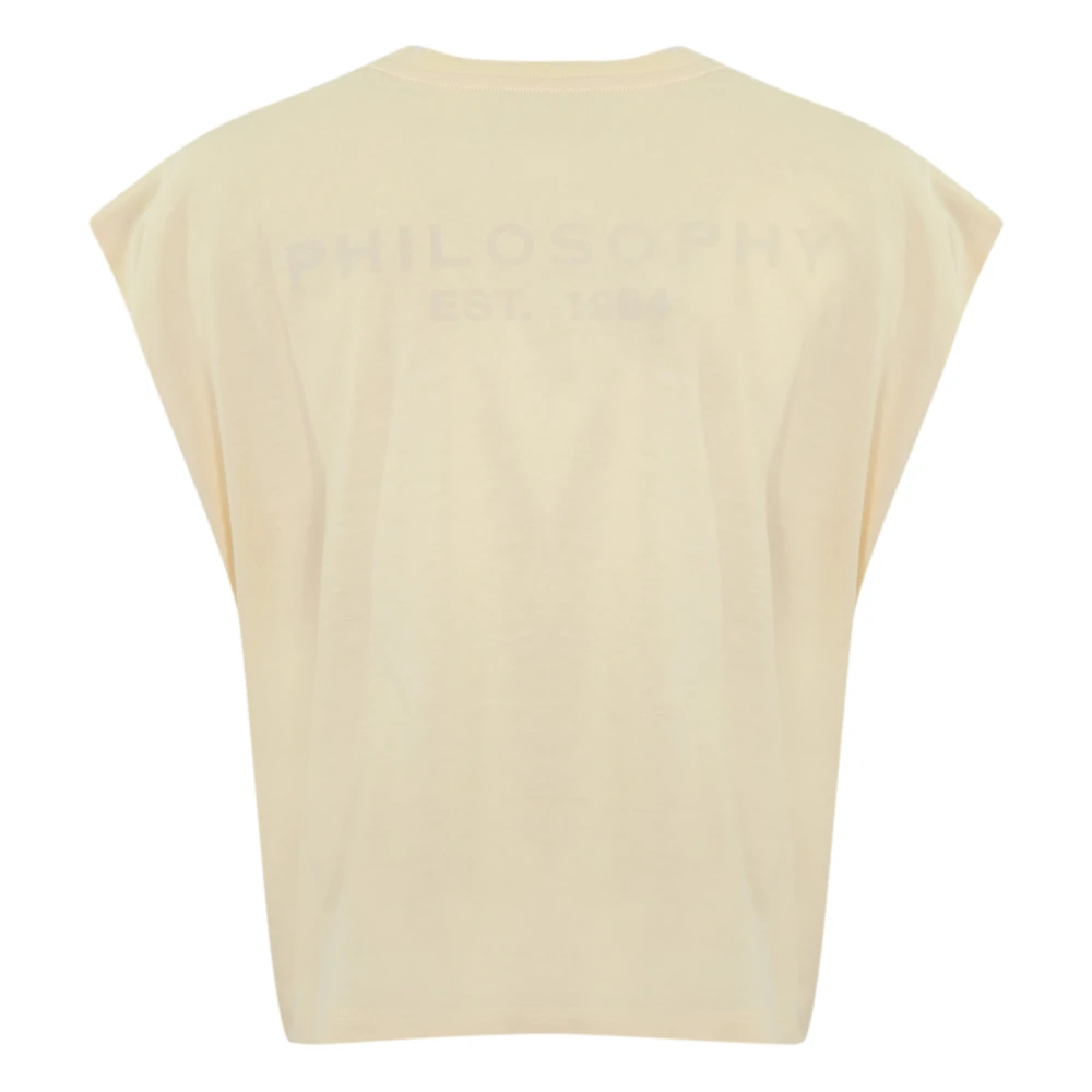 Philosophy di Lorenzo Serafini Gele T-shirt Crop met Strass Yellow Dames