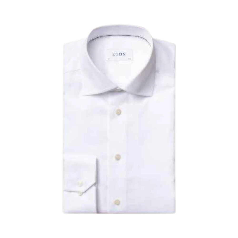 Hvit Eton White Signature Twill Shirt - Cut Away Single Dress Skjorte