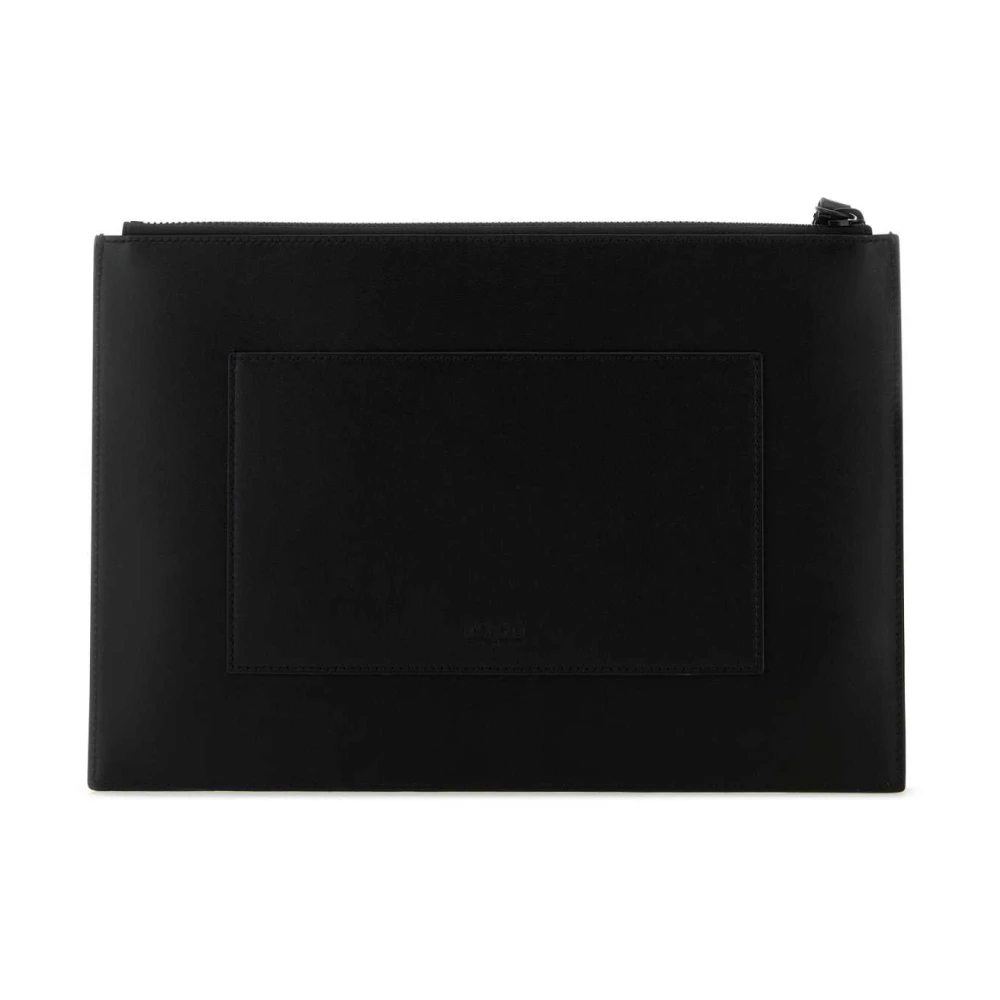 Kenzo Zwarte Leren Stempel Clutch Black Heren