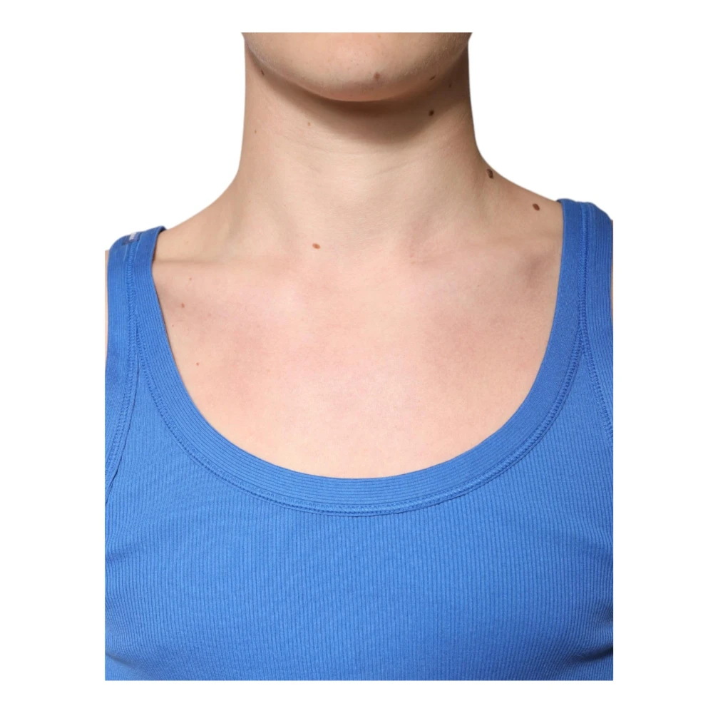 Dolce & Gabbana Blauw Katoenen Mouwloos Tanktop Shirt Blue Heren