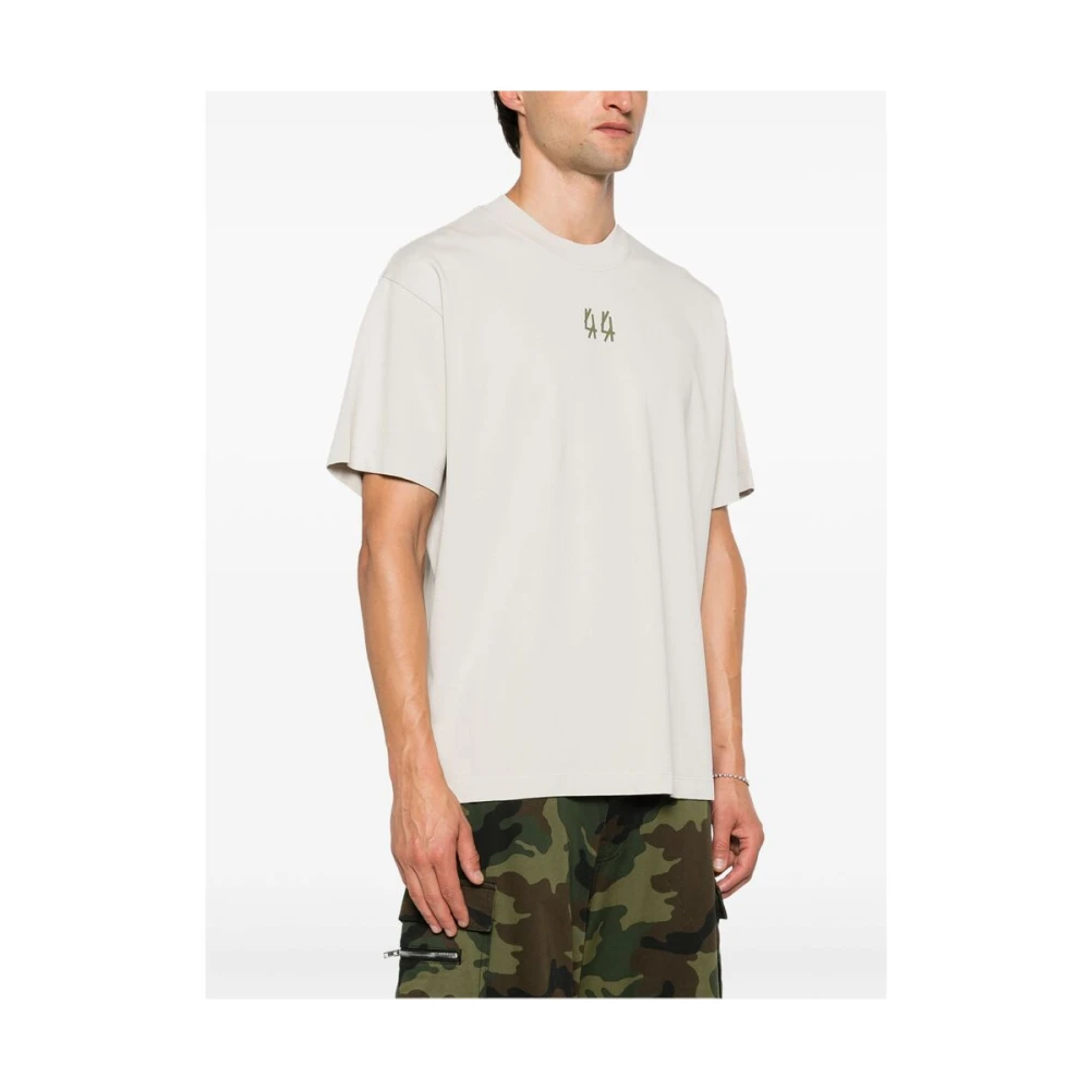 44 Label Group Ivoor Wit Katoenen T-shirt met Dial Print White Heren