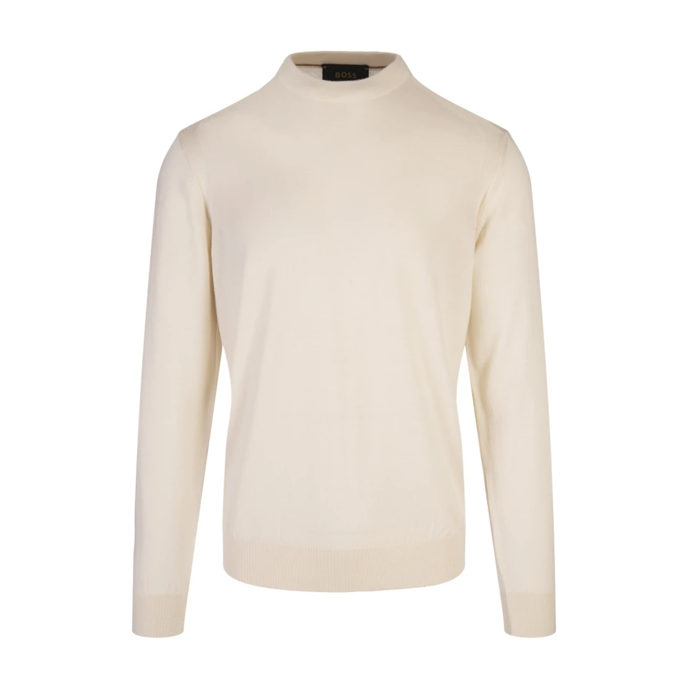 Hugo Boss Luxe Witte Sweater Straight Fit White Heren