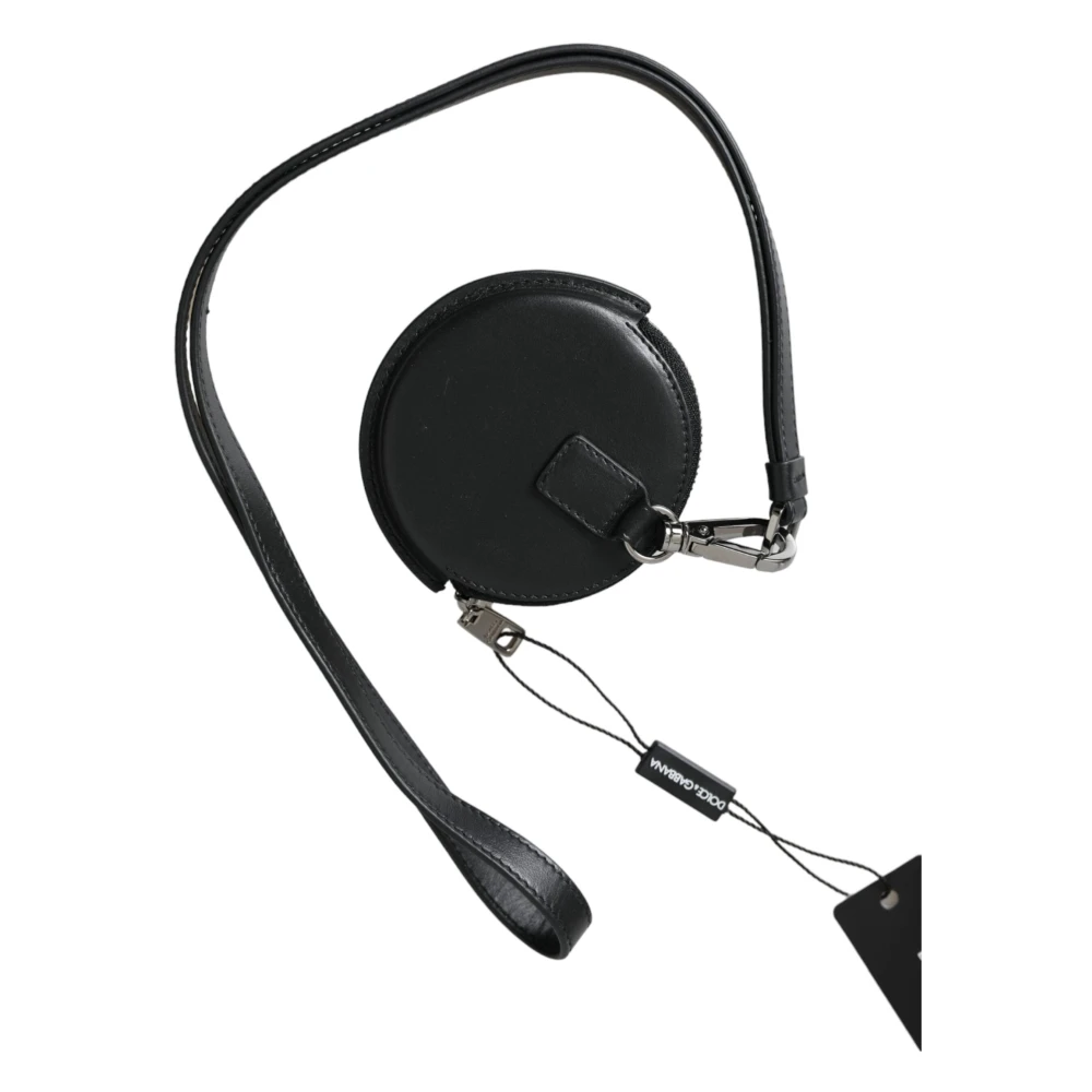 Dolce & Gabbana Zwarte Leren Logo Muntportemonnee Black Dames