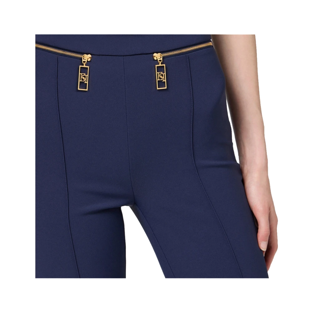 Elisabetta Franchi Blauwe Slim Fit Broek Blue Dames