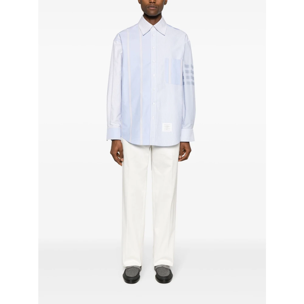 Thom Browne Oversized Katoenen Shirt met Patchwork Design Blue Heren