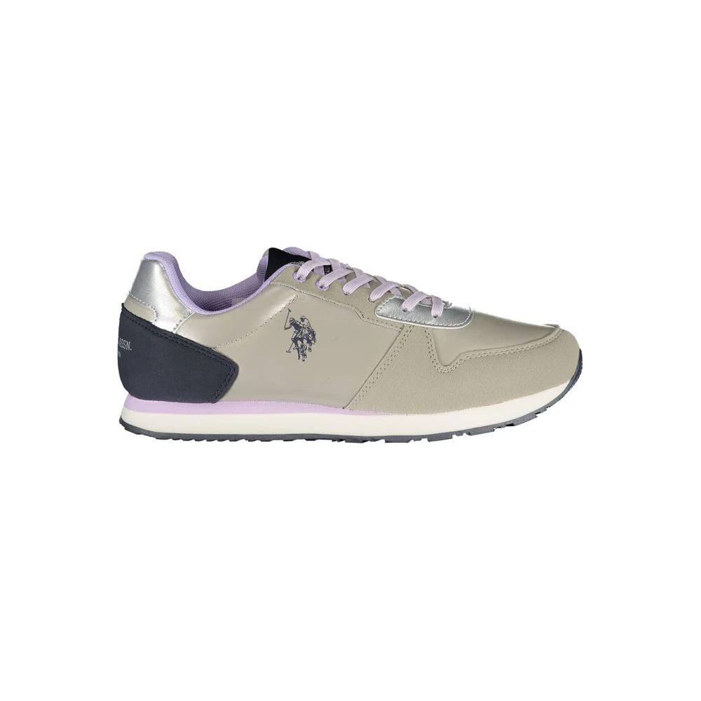 U.s. Polo Assn. Women's Silver Polyester Sneaker With Sports Details