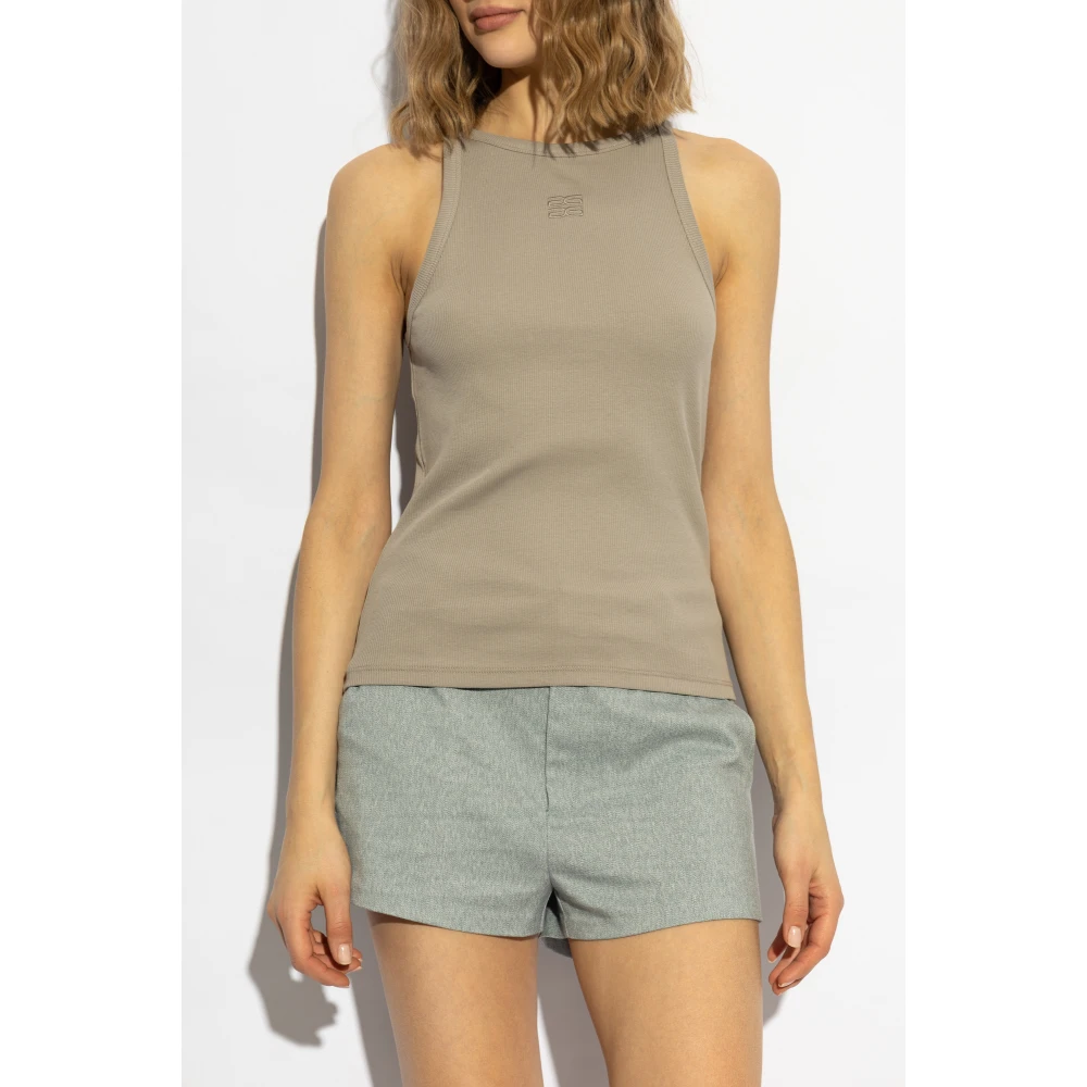 Gestuz Geribbelde top Gray Dames