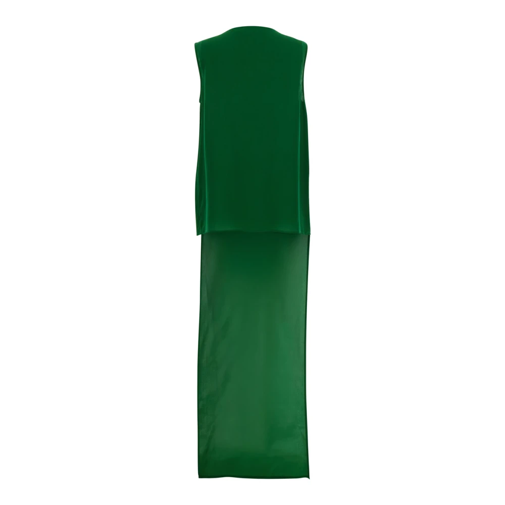 P.a.r.o.s.h. Groene Zijden Blouse met Gerimpelde Details Green Dames