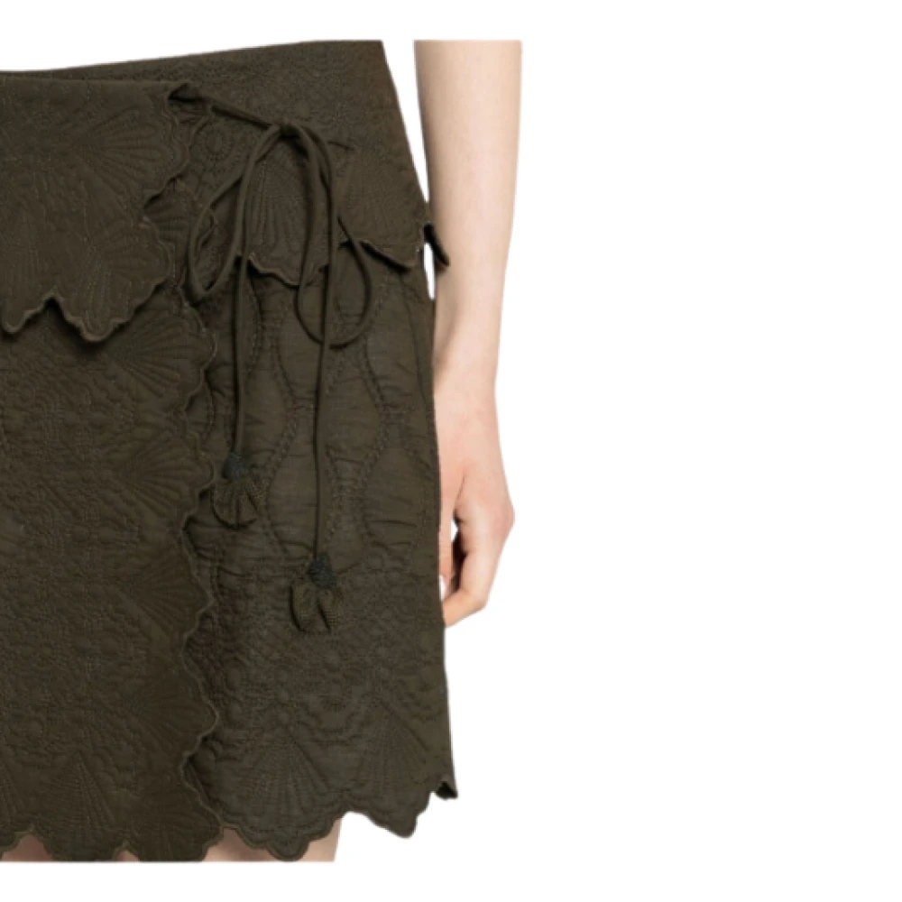 Ulla Johnson Militair Groene Geborduurde Katoenen Rok Green Dames