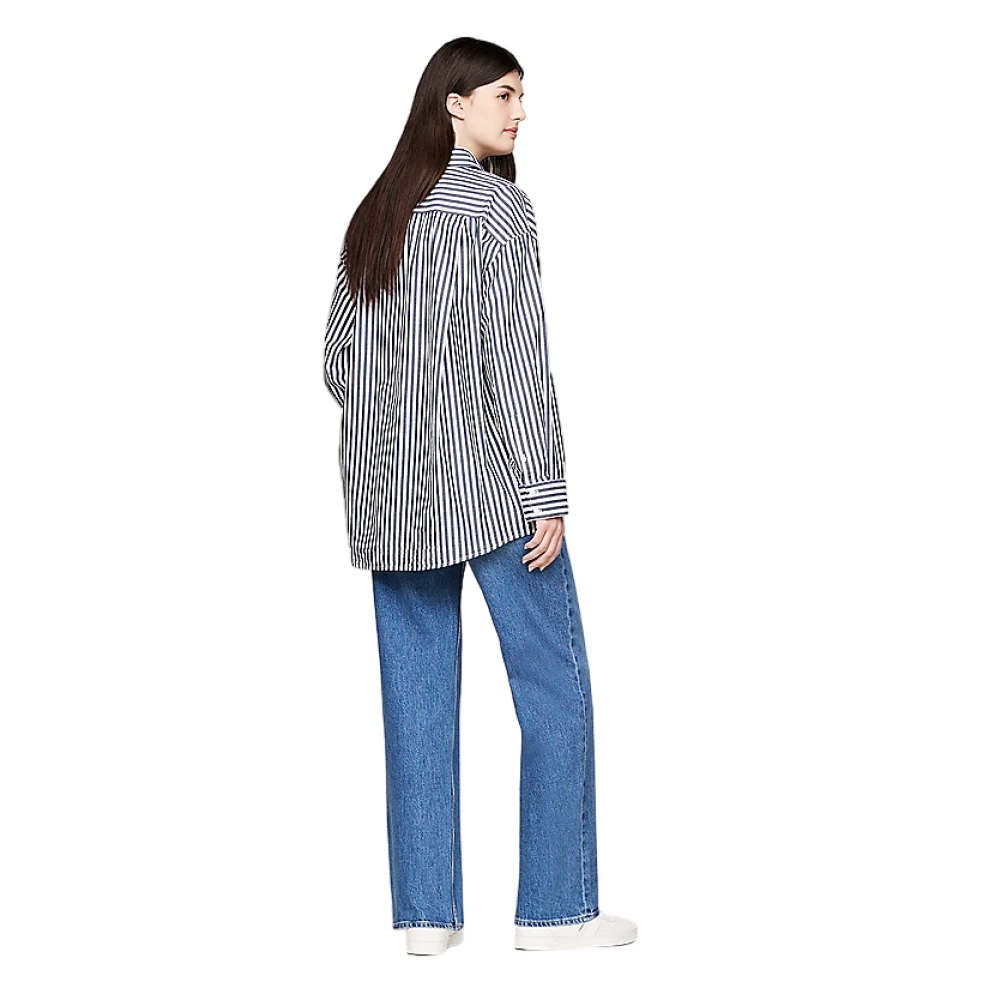 Tommy Jeans Oversized Gestreept Overhemd Blue Dames