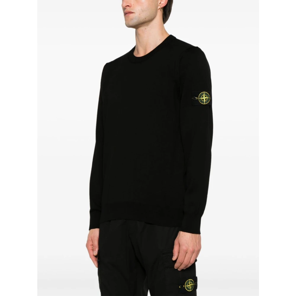 Stone Island Zwarte Katoenen Gebreide Trui Black Heren