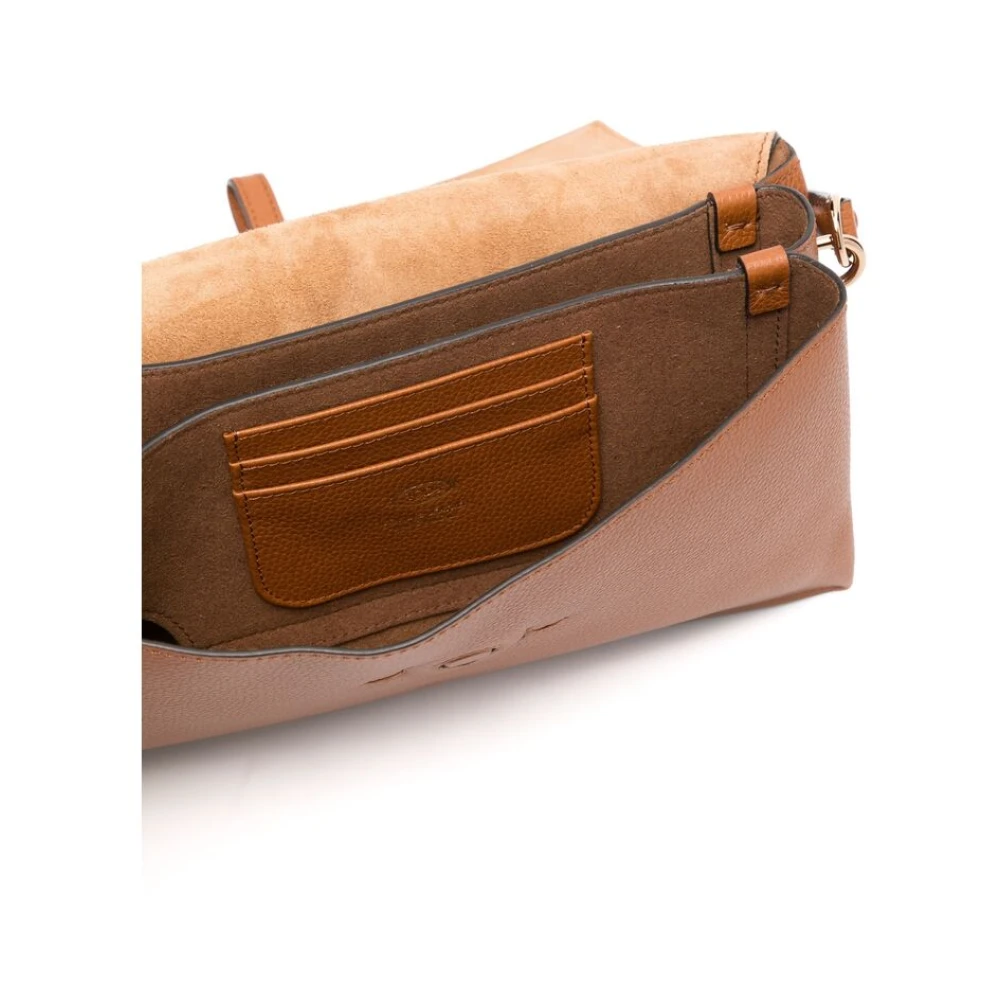 TOD'S Cognac Bruine Schoudertas met Overslag Brown Dames