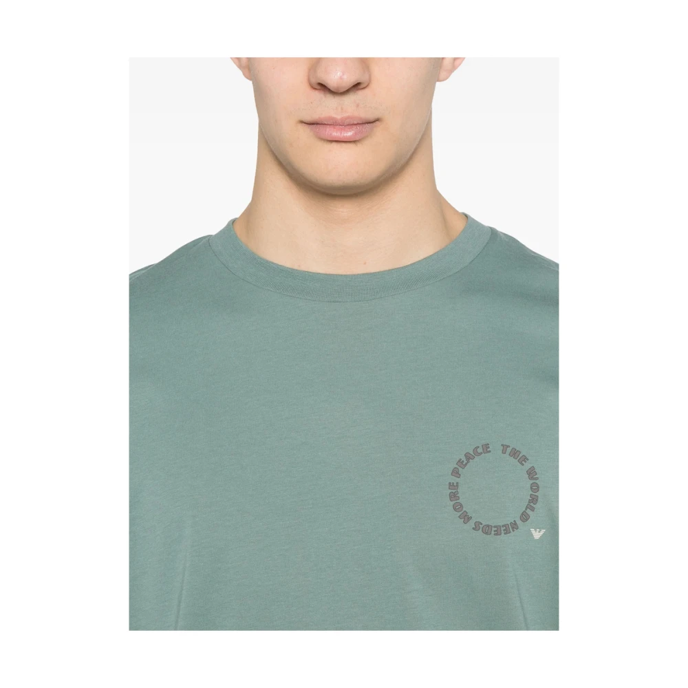 Emporio Armani Zeegroene Peace Sign T-shirt Green Heren