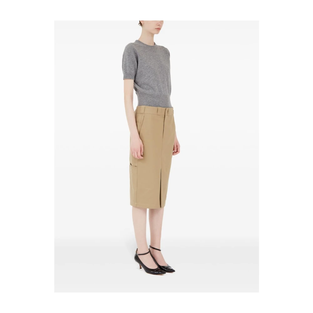 Maison Margiela Beige Katoenmix Rok met Split Brown Dames
