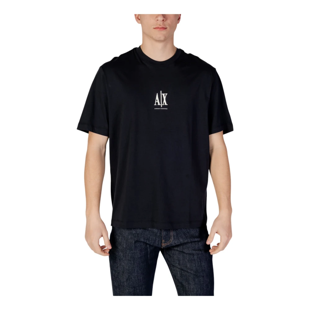 Armani Exchange Korte mouw T-shirt van geprint katoen Blue Heren