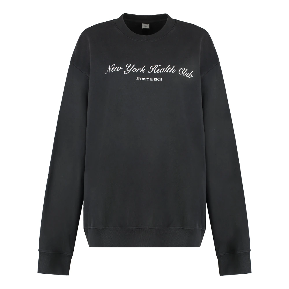 Sporty & Rich Katoenen Crew-neck Sweatshirt Geribde Boorden Gray Dames