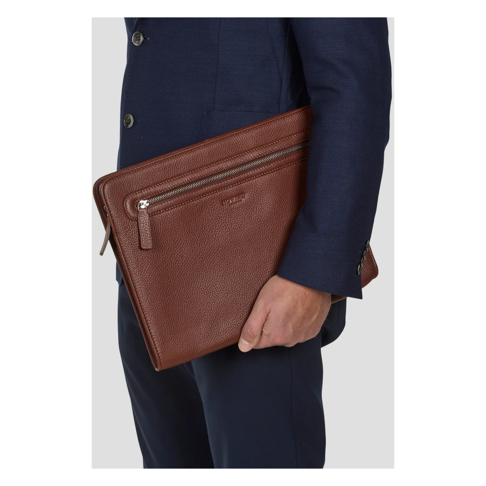 Howard London Bruin leren laptoptas Brown Heren